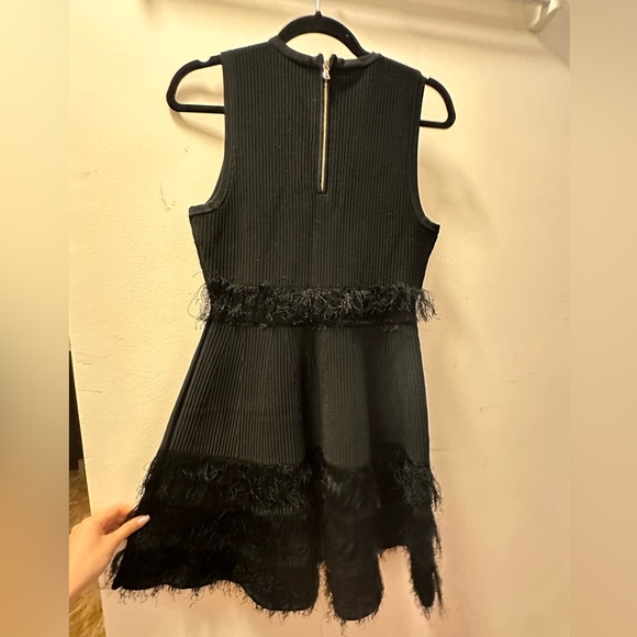 Milly Black Knit Dress with Feather Detail Size 4 - Picture 2 of 2